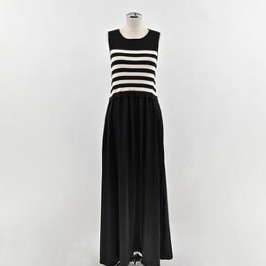 Taylor Mixed Media Maxi Dress Size L Satin Sweater Dark Academia Sleeveless Boho